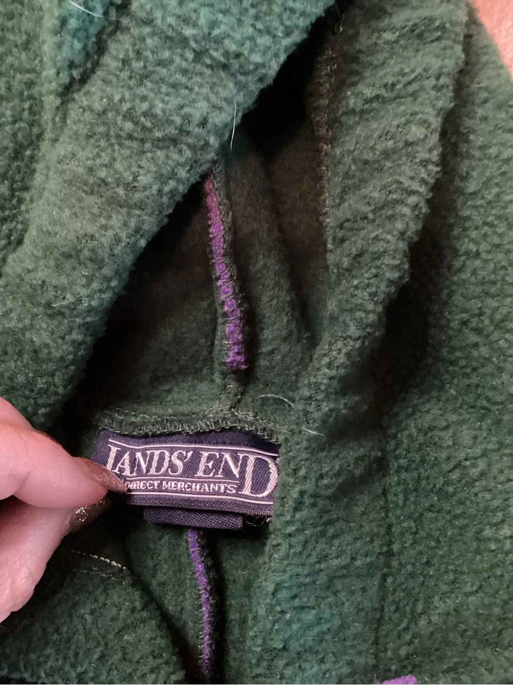 Lands' End Green and Purple Fleece Dinosaur Onesie